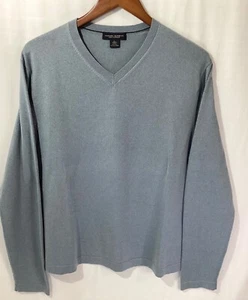 Maglione pullover uomo Banana Republic taglia L colore blu nebbioso seta cashmere - Foto 1 di 5