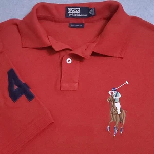 POLO RALPH LAUREN MENS SHIRT L CUSTOM FIT RED PIQUE BIG PONY LOGO #4 - Picture 1 of 7