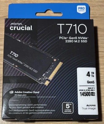 Crucial T710 SSD. 4TB. M.2 (2280). NVMe PCIe 5.0 (x4). Up to 14,500MB/s Read - Image 1 of 4