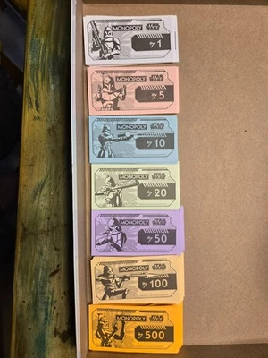 Monopoly Star Wars The Clone Wars Replacement Money board game parts lot - Image 1 of 3