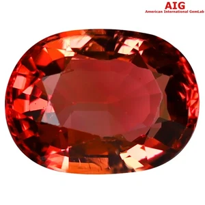 3.20 ct AIG Certified Oval Cut (11 x 8 mm) Natural Orange Pink Tourmaline - Picture 1 of 2