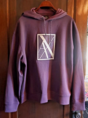 NUEVO CON ETIQUETAS NUEVO Armani Exchange Active Sudadera con Capucha Púrpura/Plateada Para Hombre Talla XL A/X Foto 1 de 4