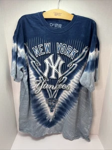 Liquid Blue MLB NY New York Yankees Logo Tie Dye Blue Graphic T-Shirt Mens XXL - Picture 1 of 8