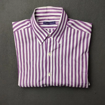 Ralph Lauren Purple Label Shirt Mens Small Purple Button Down Striped Made Italy - Image 1 of 4