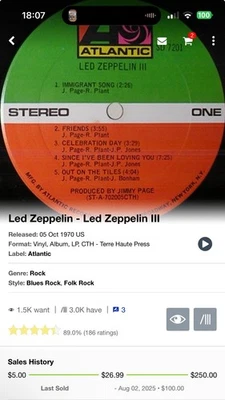 Led Zeppelin – Led Zeppelin III Atlantic SD 7201 (ST-A-702005CTH)  - Image 1 of 4