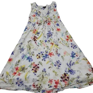 Eddie Bauer Floral Cotton Prairie Dress Boho V Neck Elastic Tie Waist  - Bild 1 von 8