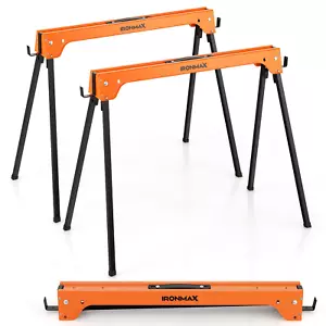 Folding Saw Horses 2 Pack Sawhorse  Portable Heavy Duty 1366 LBS Weight Capacity - Picture 1 of 8