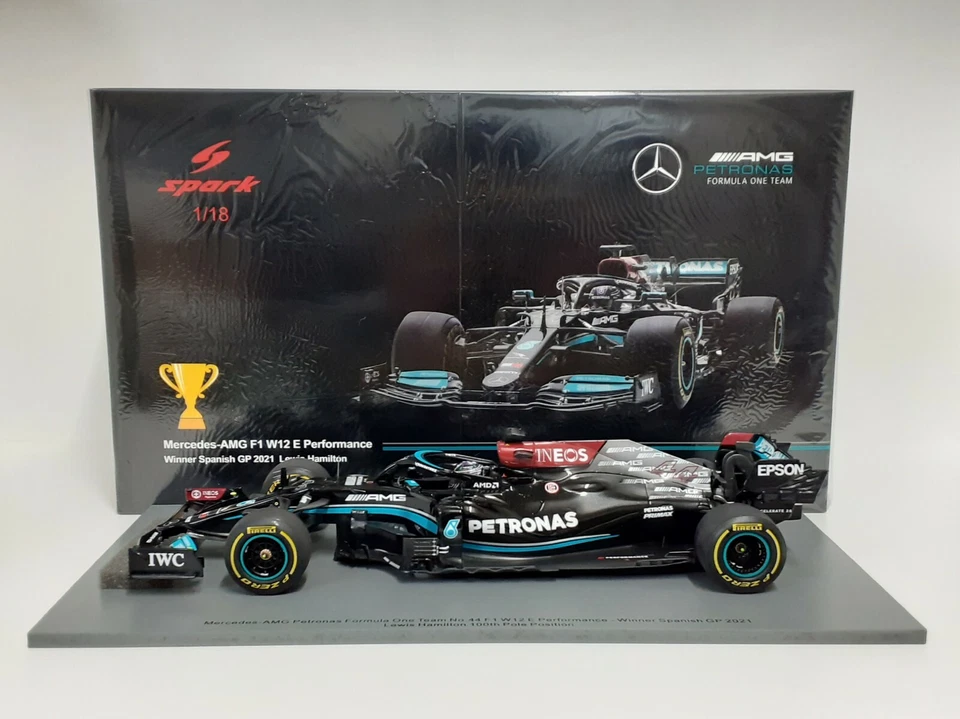 1 18 SPARK Mercedes Gp F1 W12 M12 100Th Pole Win.Spanish Gp 2021 Hamilton 18S594