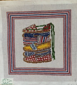 HANDPAINTED NEEDLEPOINT CANVAS COOPER OAKS DESIGN SUMMER ESPARDRILLES 9" X 9" - Picture 1 of 7