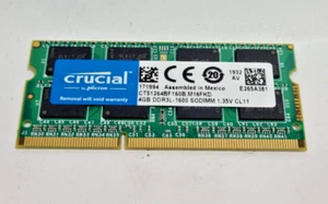 Crucial 4GB 2Rx8 PC3L-12800S DDR3-1600Mhz SODIMM Laptop Memoria RAM Múltiples - Imagen 1 de 4