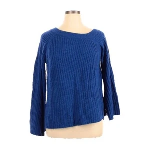 Sanctuary Aurelia Blue Alpaca Ribbed Knit One Shoulder Sweater Size L - Picture 1 of 8