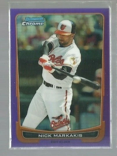  2012 Bowman Chrome Purple Refractors #20 Nick Markakis 072/199 (ref55848) - Image 1 of 1
