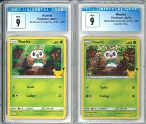 Rowlet Confetti Holo CGC 9 MT McDonald's Pokémon 2021 7/25 + Estándar ~PSA - Imagen 1 de 2