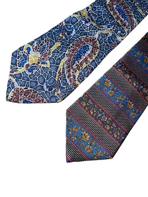 🔥 Lot of 2 Burberry Silk Neckties Ties Designer Burberrys of London 🔥 - Image 1 of 4