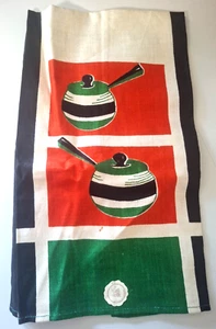 NEW Vintage VICTORY Blue, Green & Orange, Pot Motif Linen Kitchen Towel- Poland - Picture 1 of 8