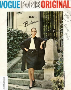 1966 Vintage VOGUE Sewing Pattern B32 COAT & DRESS (1954R) BALMAIN 1617 - Picture 1 of 4