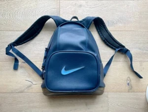 Nike Vintage 1990's/2000's faux leather blue mini backpack F1 JPM - Picture 1 of 13
