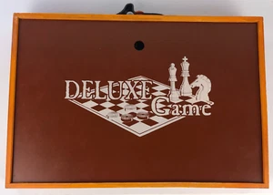 Deluxe Vintage Game Collection Wood Chess & Checkers Backgammon Etc. Game Set - Picture 1 of 12