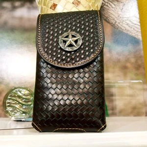 MONTANA WEST Leather Phone Case Belt Loop Holster brown color star logo - Photo 1 sur 7