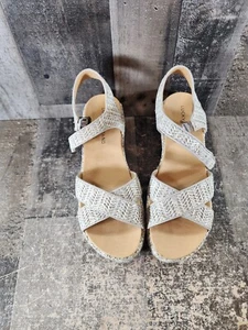 Lucky Brand Sandals Women Size 8 1/2 Woven Raffia Wagoo Platform Wedge Heels - Picture 1 of 10
