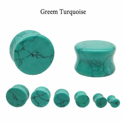 Organic Natural Opal Stone Ear Flesh Tunnels Plugs Saddle Double Flare Ear Gauge - Image 1 of 4