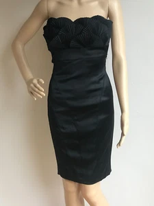 Ted Baker Black Satin Cocktail Sress size 0 (UK 6) - Picture 1 of 8