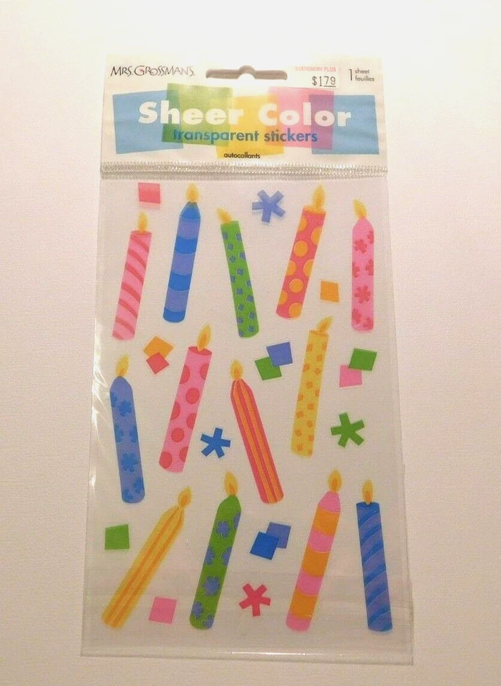 Mrs. Grossman's 1 Sheet Package Sheer Color ~Transparent Candles~ 2006 Stickers - Image 1 of 1