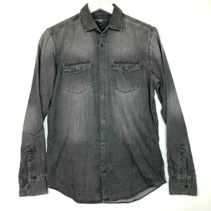 Calvin Klein Chambray Button Up Hemd Kragen Grau Baumwolle Gr.XS - Bild 1 von 3