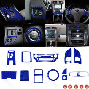 Inner Full Set Cover Trim 13X For Lexus IS250 IS350 2006-2012 Blue Carbon Fiber - Picture 1 of 12