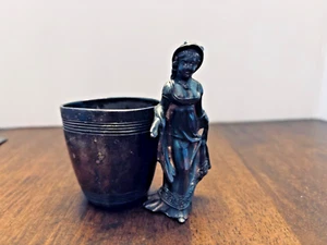 Antique Derby Silver Co. Silverplate Figurative Toothpick Holder w/ Girl 3.25" - Picture 1 of 8