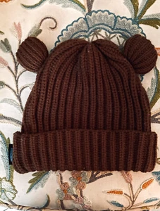 IMAGINARY - Brown Rib-Knit Bear Ear Beanie - Bild 1 von 2