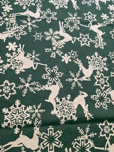 Reindeer, Deer, Elk Snowflake Christmas Fabric - By the Yard - Picture 1 of 3