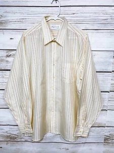 Camicia uomo vintage Oleg Cassini By Burma taglia XL beige a righe con bottoni manica lunga - Foto 1 di 6