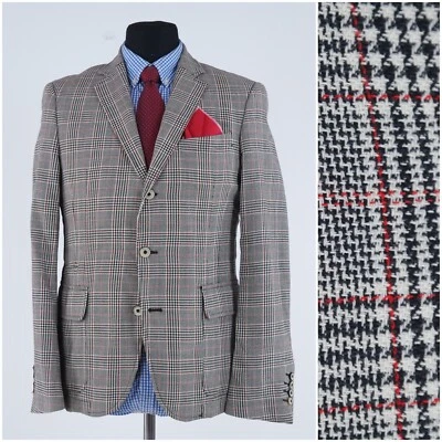 Mens Half Lined Blazer 40R UK Size ZARA Check Multi Color Wool Sport Coat Jacket - Image 1 of 4