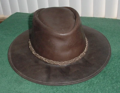 Sombrero Western Vintage Marrón Cuero Genuino Talla XL Hecho en México Forro de Fieltro Foto 1 de 4
