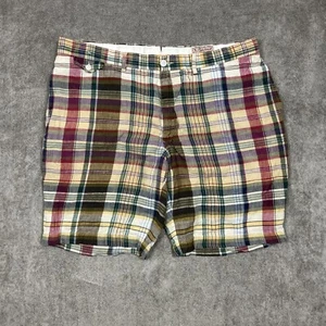 Pantalones Cortos Polo Ralph Lauren Para Hombre 40 x 10 100% Lino Chino Multicolor A Cuadros Informales - Imagen 1 de 9