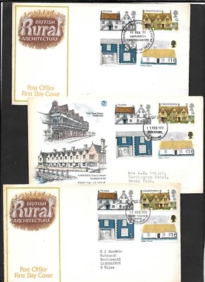 Queen Elizabeth II 1970 British Architecture 3 FDC - Image 1 of 2