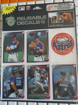 HOUSTON ASTROS 1992 PREMIERE EDITION HIGH 5 REUSBLE DECALS 5 STAR PLAYERS NIP - Image 1 of 3