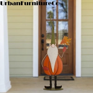 Rustic 48"H Fall Metal Gnome Porch Sign Front Door Welcome Standing Decor New - Picture 1 of 8