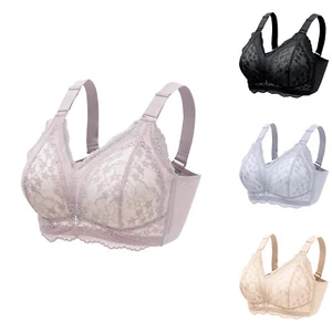 Women's New Pattern Ribless Large Strap Jacquard Four Breasted Comfort Bra - Picture 1 of 27