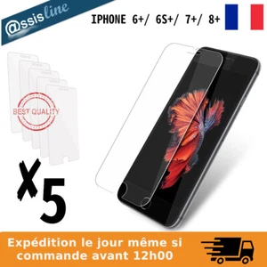 LOT 5 VERRE TREMPE VITRE DE PROTECTION ECRAN APPLE IPHONE 6+ / 6S+/ 7+ / 8+ NEUF - Photo 1 sur 1