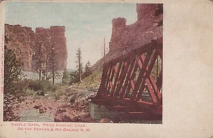 Castle Gate Price Canyon Utah auf der Denver und Rio Grande Eisenbahn Postkarte - Bild 1 von 2
