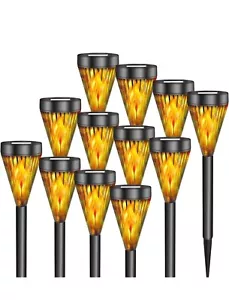 Pack Solar Lights Outdoor Mini with Flickering Flame Torch Lights for 12 - Picture 1 of 6