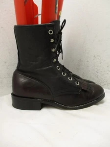 Botas de vaquero Laredo Roper negras borgoña con cordones para mujer talla 7 M estilo 129 - Imagen 1 de 14