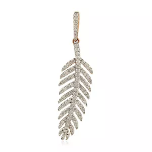 Leaf Pendant For Women Natural Diamond Pendant 18k Rose Gold Jewelry - Picture 1 of 5