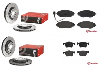 PARA VOLKSWAGEN VW GOLF R MK7 DISCOS DE FRENO DELANTEROS TRASEROS PERFORADOS Y PASTILLAS BREMBO Foto 1 de 4