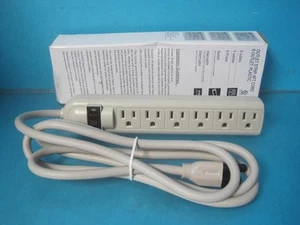 Power First 52Ny43 Outlet Strip, 6 5-15R, 5-15P, 6 Ft., White - Picture 1 of 18