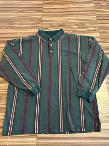 Vintage Duck Head Long Sleeve Patterned Polo Mens sz Large - Picture 1 of 5