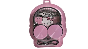 Hello Kitty On-Ear Stereo Headphones Pink Black Wired Laptop Tablet Gaming - Picture 1 of 2