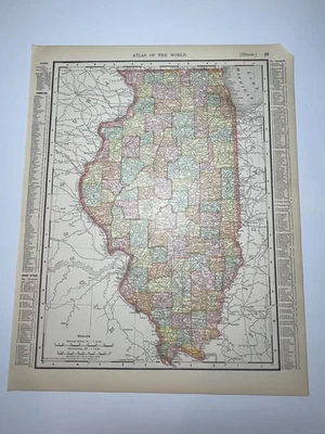 1895 / 1901 ILLINOIS State Map fm 1902 Rand McNally Imperial Atlas SEE DESCRIP - Image 1 of 4